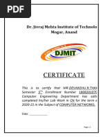 Certificate: Dr. Jivraj Mehta Institute of Technology Mogar, Anand