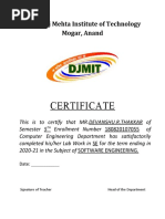 Certificate: Dr. Jivraj Mehta Institute of Technology Mogar, Anand