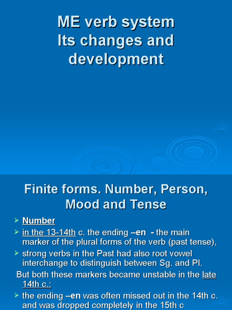 ME Verb System Its Changes and Development PDF Verb Thou