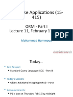 Database Applications (15-415) : ORM - Part I Lecture 11, February 11, 2018