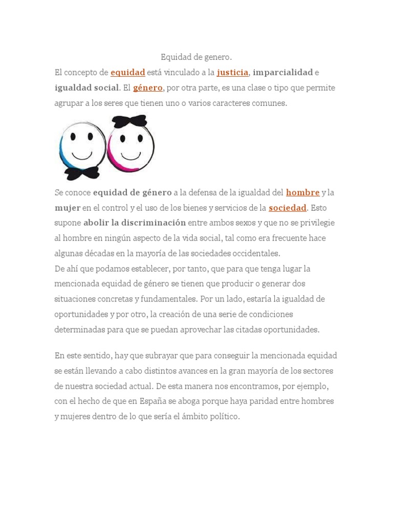 Equidad de Género: Igualdad y Oportunidades | PDF | Igualdad de género ...
