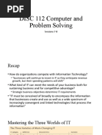 DISC 112 Computer and Problem Solving: Sessions 7-8