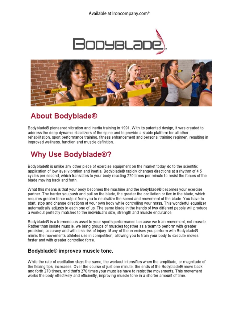 About Bodyblade® Bodyblade® Improves Muscle Tone PDF Aerobic