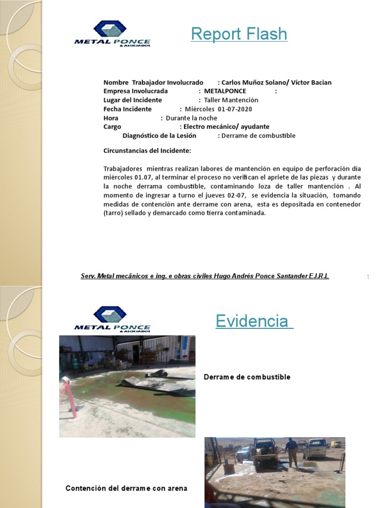 Informe sobre derrame de combustible | PDF