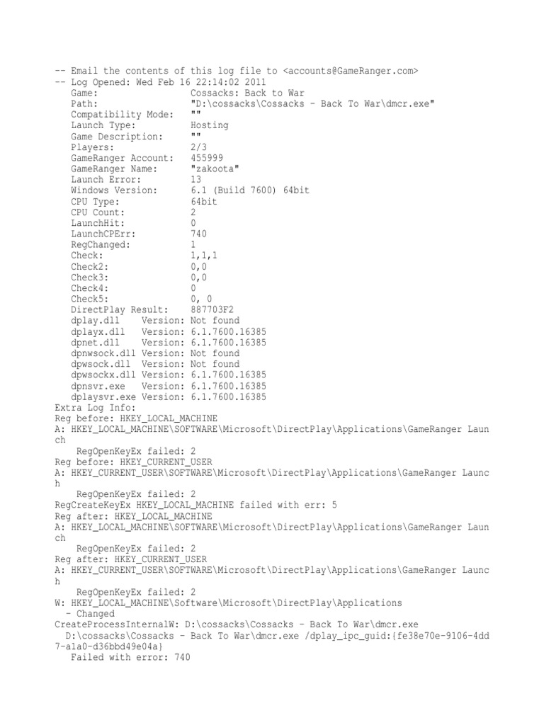 GameRanger Launch Log | PDF