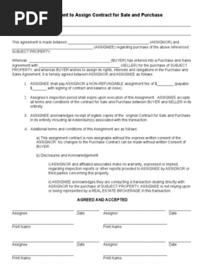 Wholesale Assignment Agreement