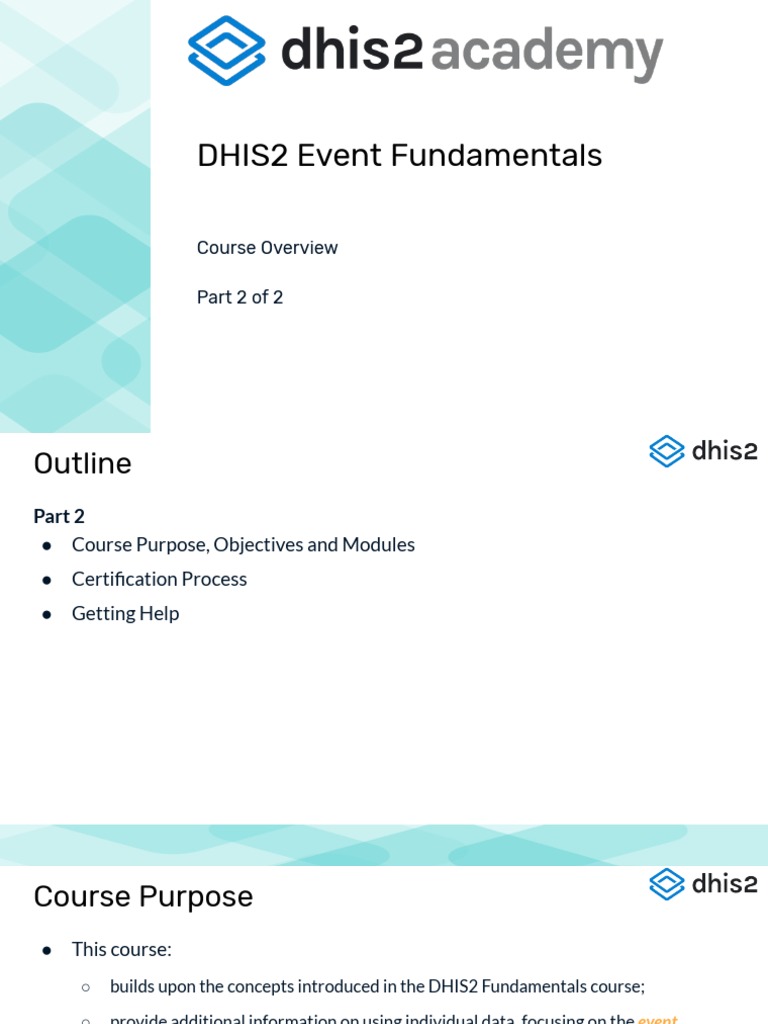 DHIS2 Event Fundamentals: Course Overview Part 2 of 2 | PDF | Data ...