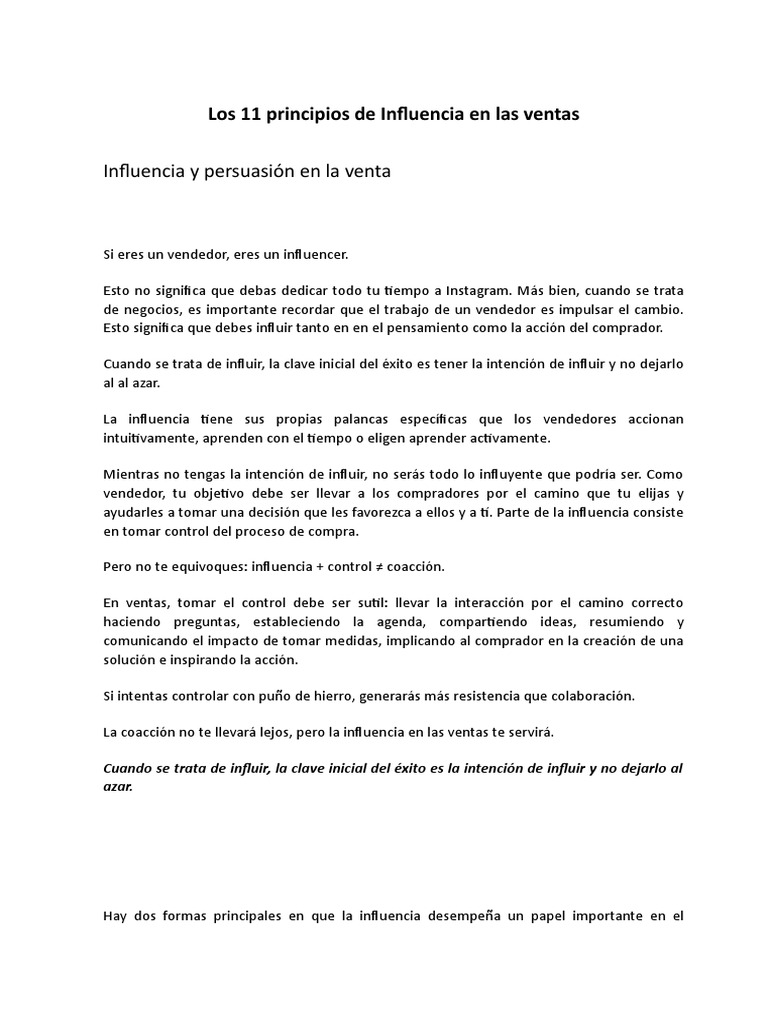11 Principios de Influencia en Ventas | PDF | Las emociones