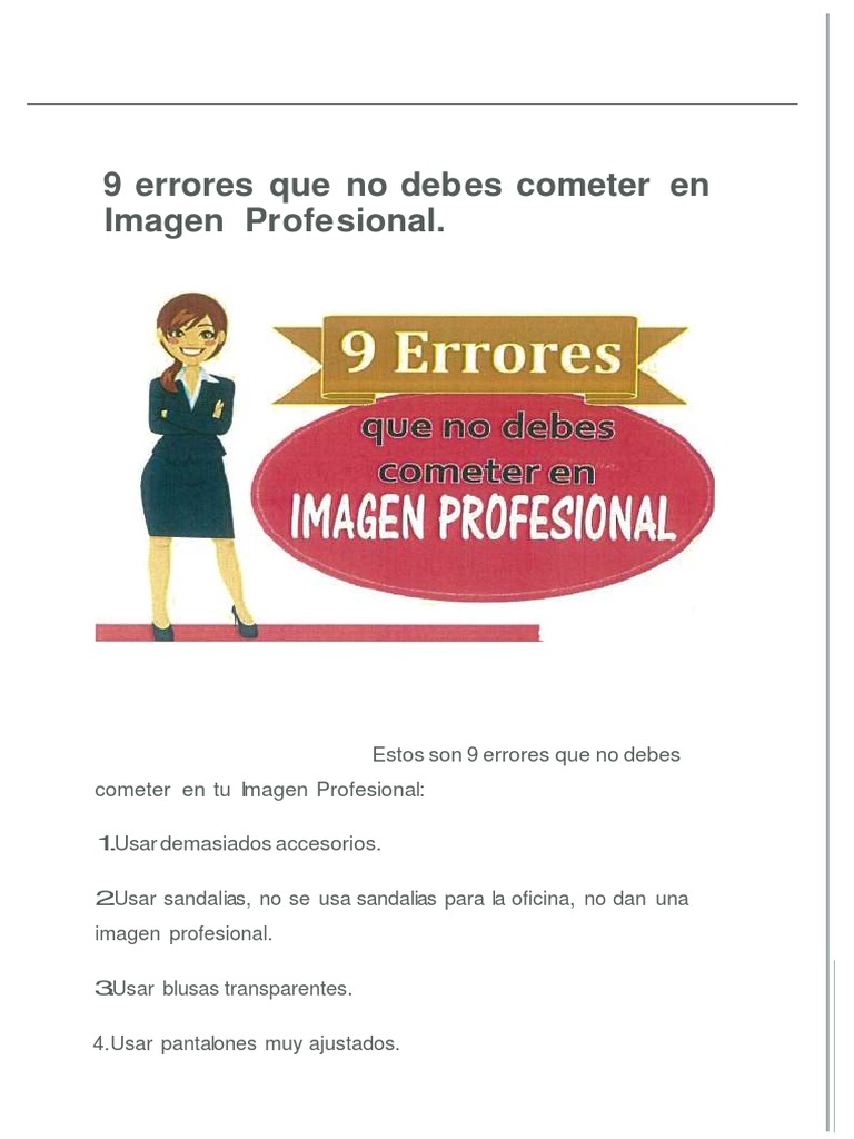 9 Errores Que NO Debes Cometer en La Imagen Profesional | PDF