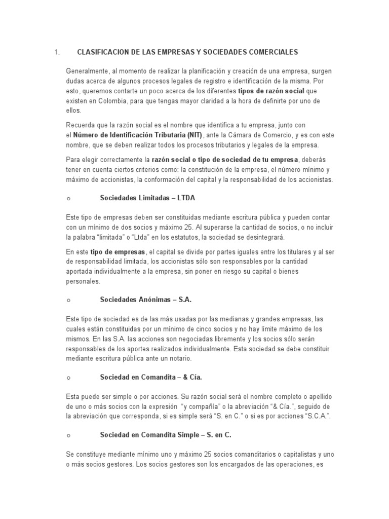 Empresas y Sociedades Comerciales | PDF | Sociedad de responsabilidad ...