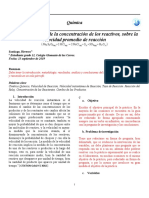 Análisis Del Efecto de La Concentración de Los Reactivos, Sobre La Velocidad Promedio de Reacción