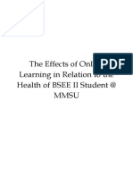 Effects of Online Learning on BSEE II Student Health