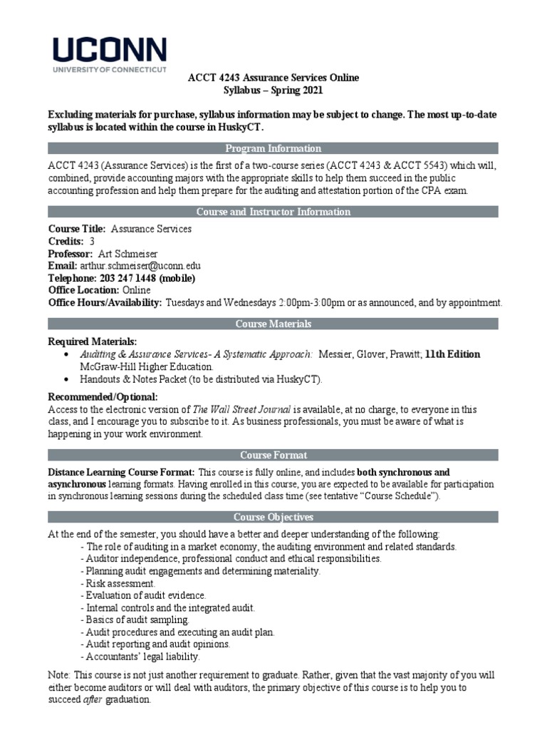Assurance Services Course Syllabus | PDF | Test (Assessment) | Academic ...