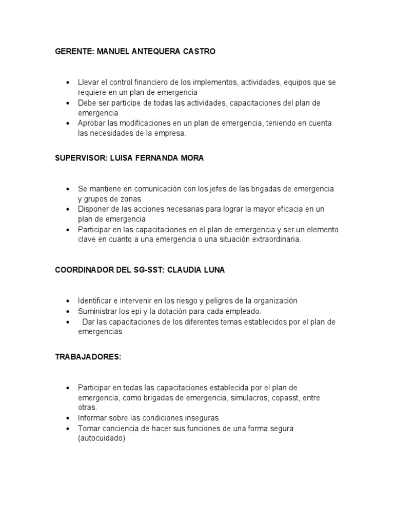 Unico Plan de Emergencia Luisa | PDF | Primeros auxilios | Bombero