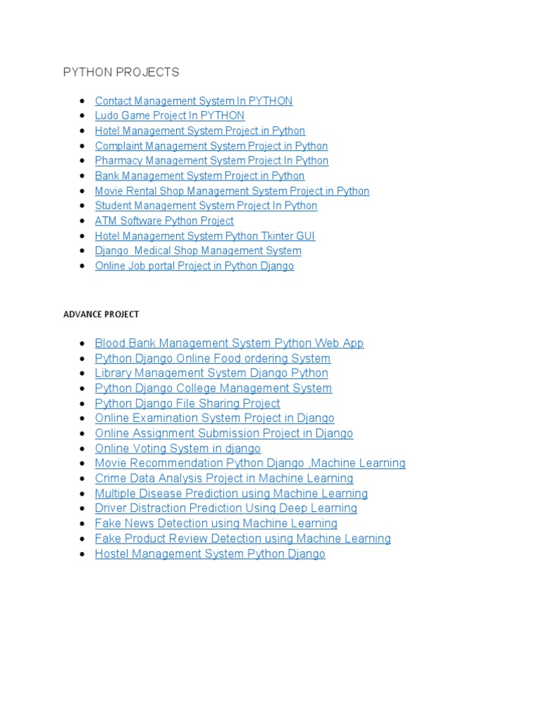 Python Projects: Advance Project | PDF