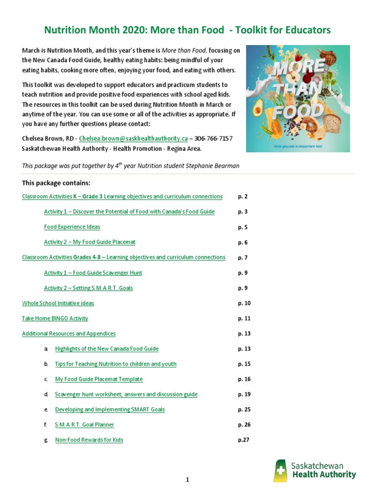 8 - Nutrition Month Toolkit For Educators Feb 2020 | PDF | Healthy Diet ...