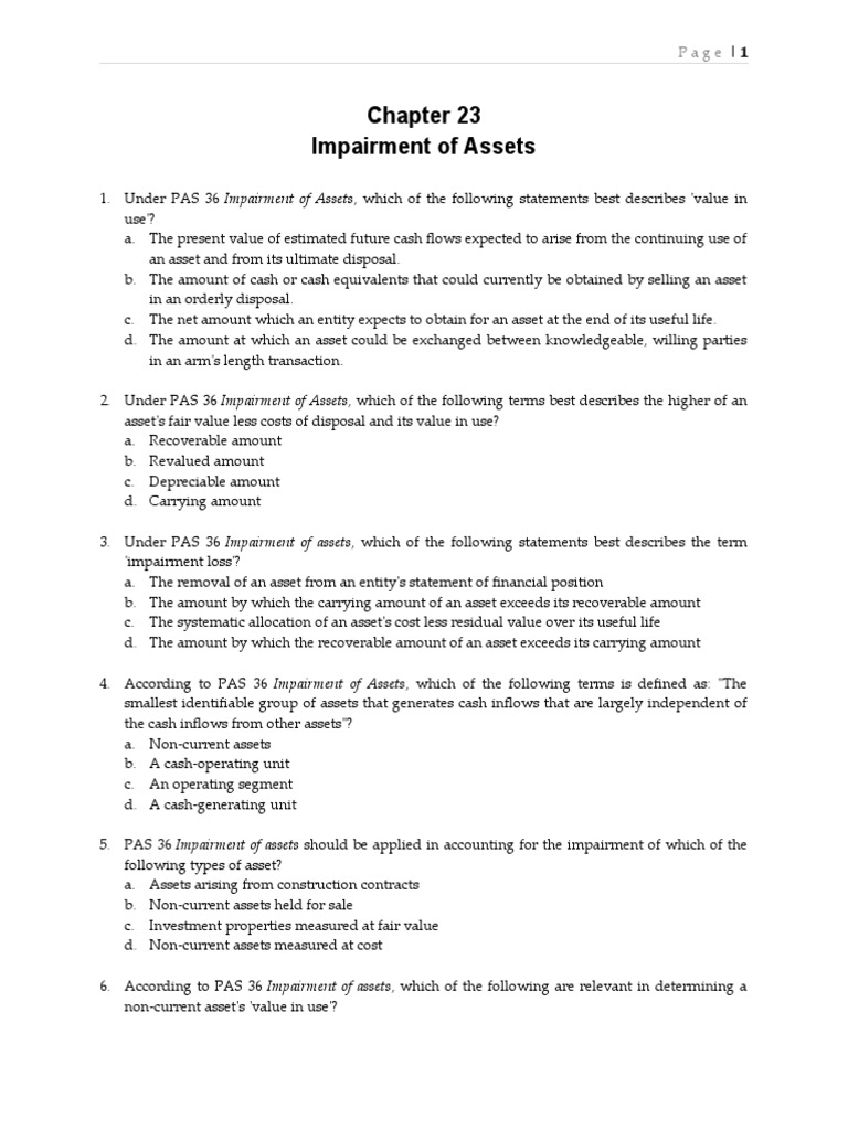 PAS 36 Impairment of Assets Overview | PDF