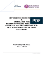 Information Brochure & Guidelines For Filling of Online Application Form For Recruitment of Non-Teaching Positions in Delhi University