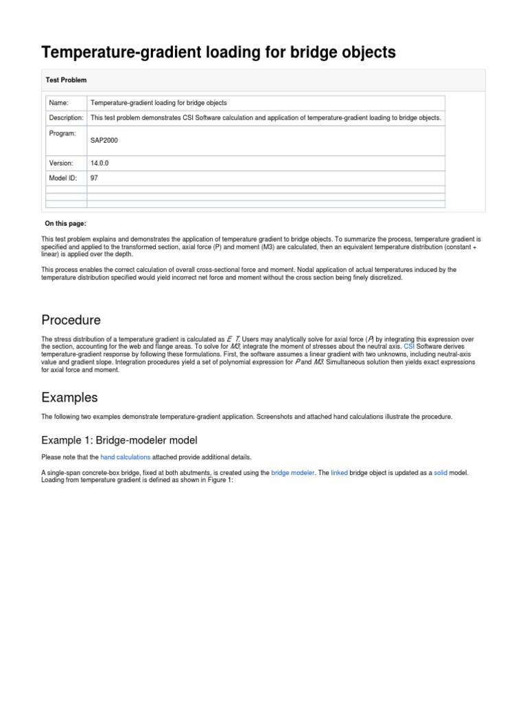 Temperature Gradient Loading in Bridges | PDF | Gradient | Force