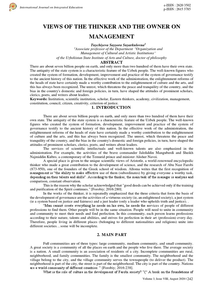 Views of The Thinker and The Owner On Management | PDF | Community ...