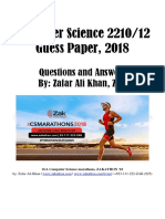 Computer Science 2210/12 Guess Paper, 2018: Questions and Answers By: Zafar Ali Khan, ZAK