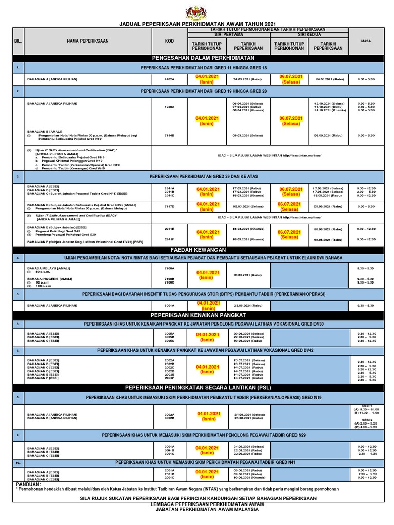 Jadual 2021 Pdf