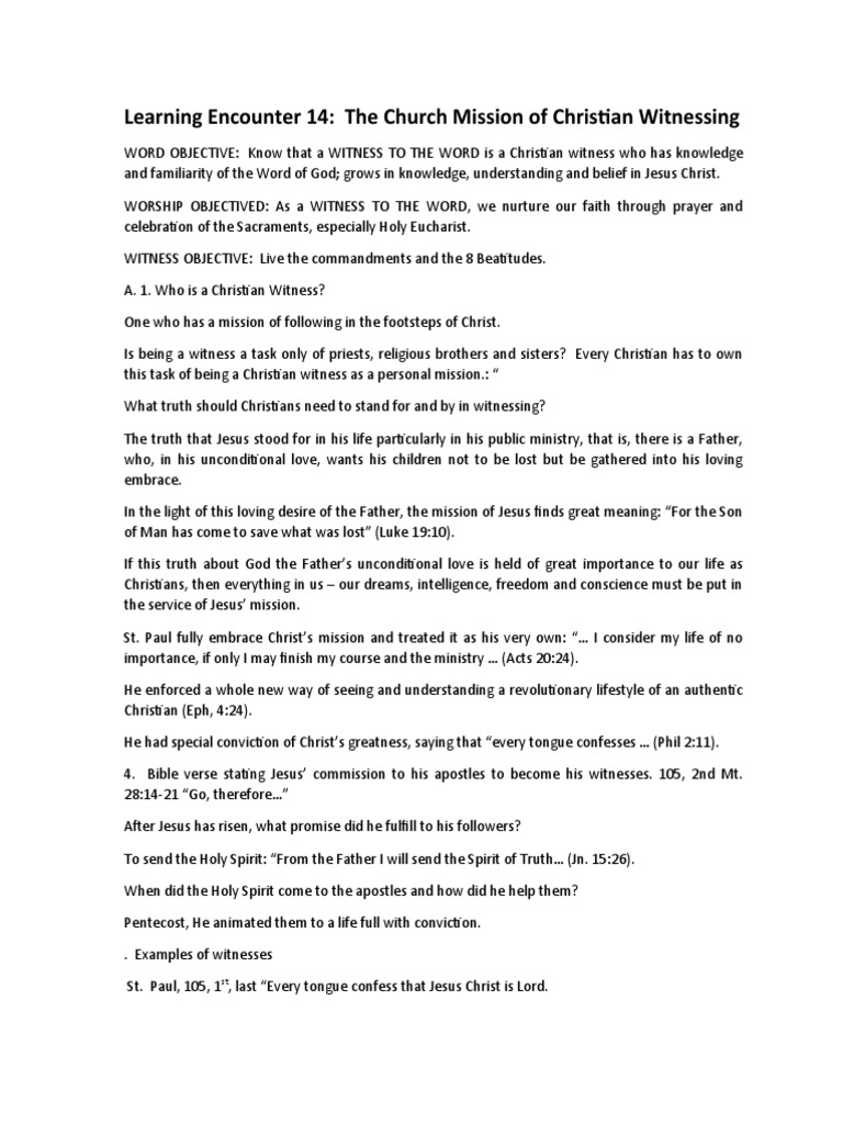Christian Witnessing and Evangelization | PDF | Faith | Jesus