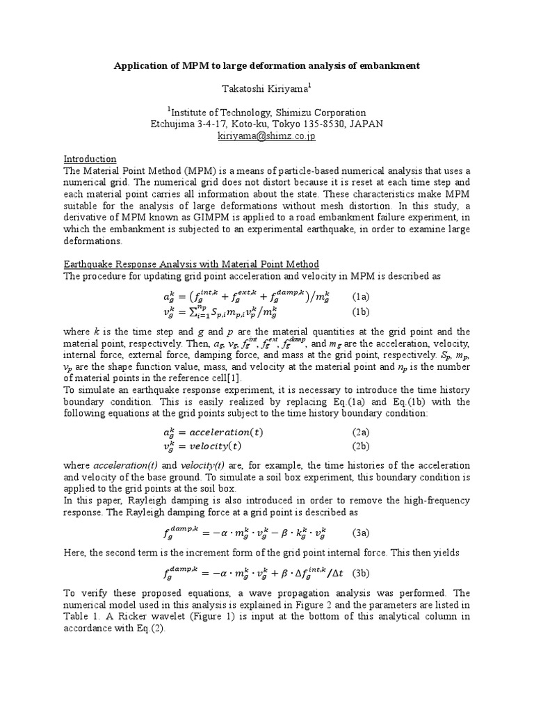 Application of MPM To Large Deformation | PDF | Waves | Force