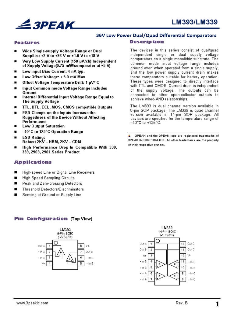 36V Low Power Dual/Quad Comparators | PDF | Capacitor | Electronic ...