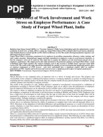 The Effect of Work Involvement and Work Stress On Employee Performance: A Case Study of Forged Wheel Plant, India