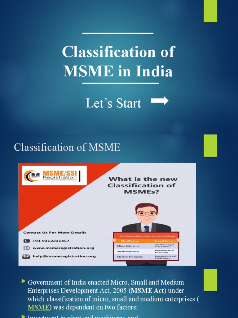 New MSME Classification in India | PDF | Small And Medium Sized ...