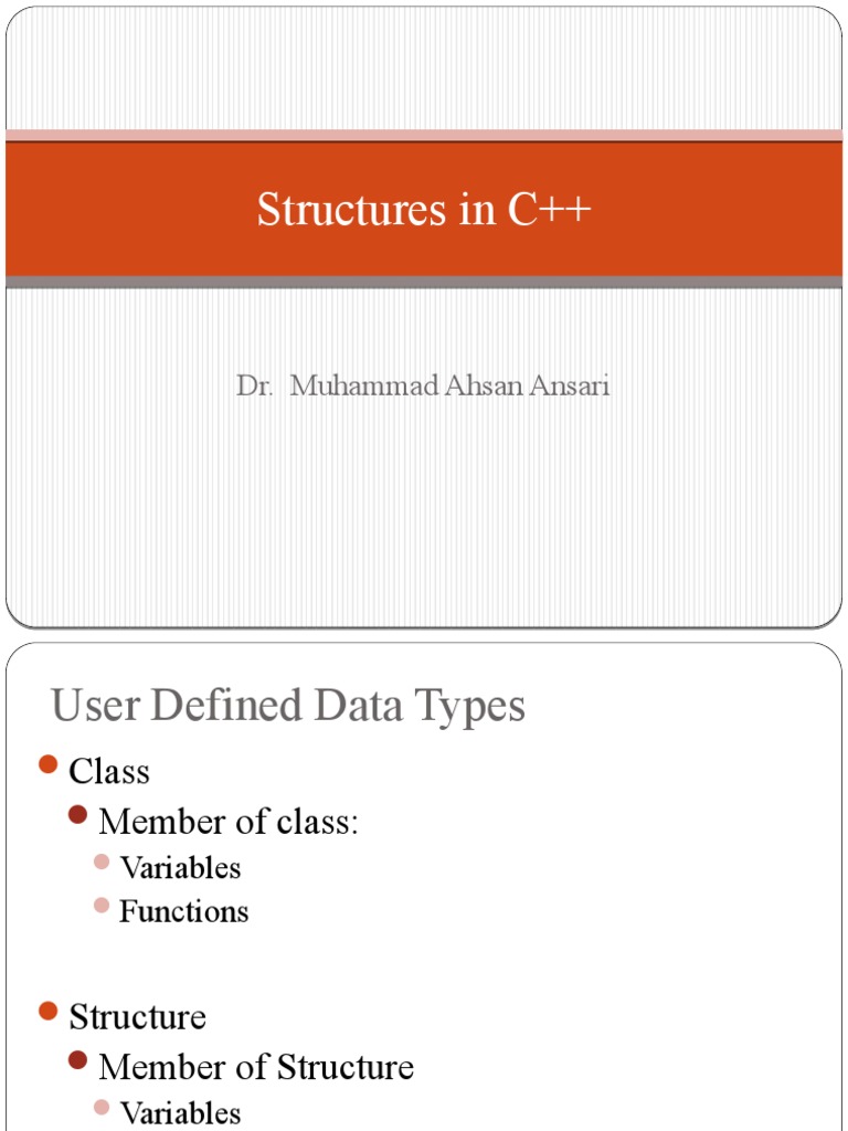 Lec # 6 Structures in C++ Part 1 | PDF | Variable (Computer Science ...