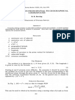 Transformation From Spatial To Geographical Coordinates: B. R. Bowring