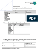 Guía de ejercicios sobre formación de palabras en el 6to grado