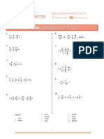 Exercícios: Operações Com Frações: Professorferretto Professorferretto