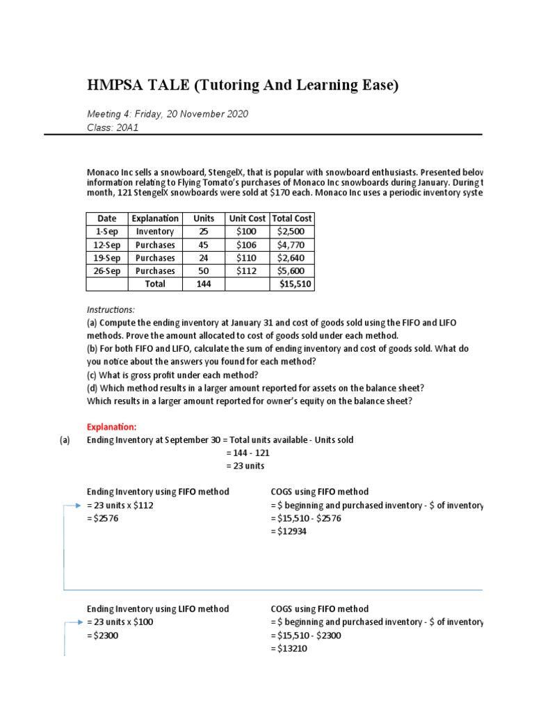 FIFO vs LIFO Inventory Analysis Guide | PDF | Cost Of Goods Sold ...