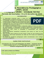 Programa de Residência Pedagógica (PRP) 2020 (Divulgação)