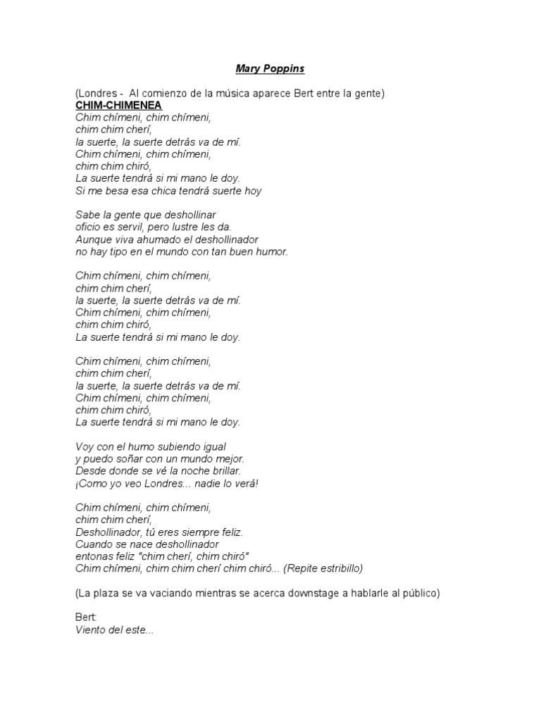 Letras y Canciones de Mary Poppins | PDF | Ocio