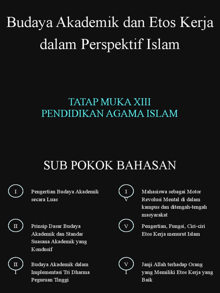 Budaya Akademik Dan Etos Kerja Dalam Perspektif Islam Pdf