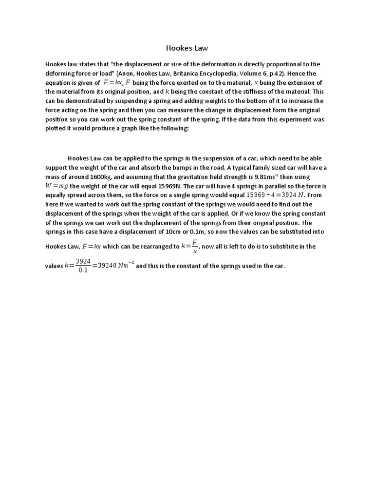Hookes Law | PDF