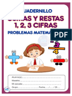 Cuadernillo de Sumas, Restas 1, 2, 3 Cifras Problemas Matemáticos - Me