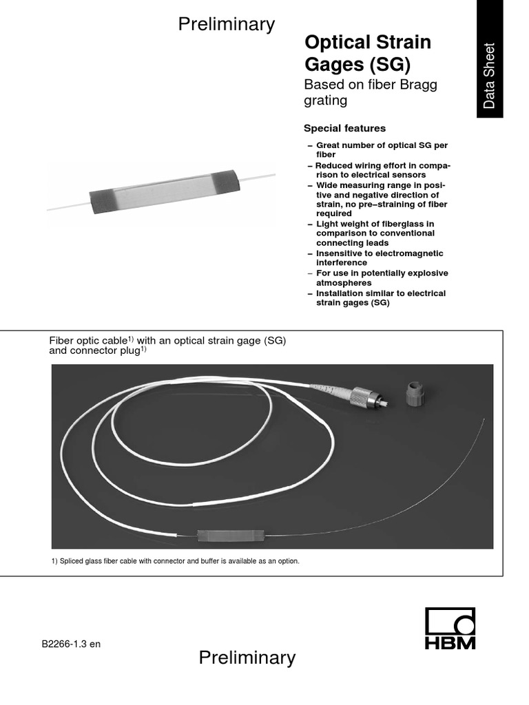Strain Gauges Optical | PDF | Optical Fiber | Electrical Connector