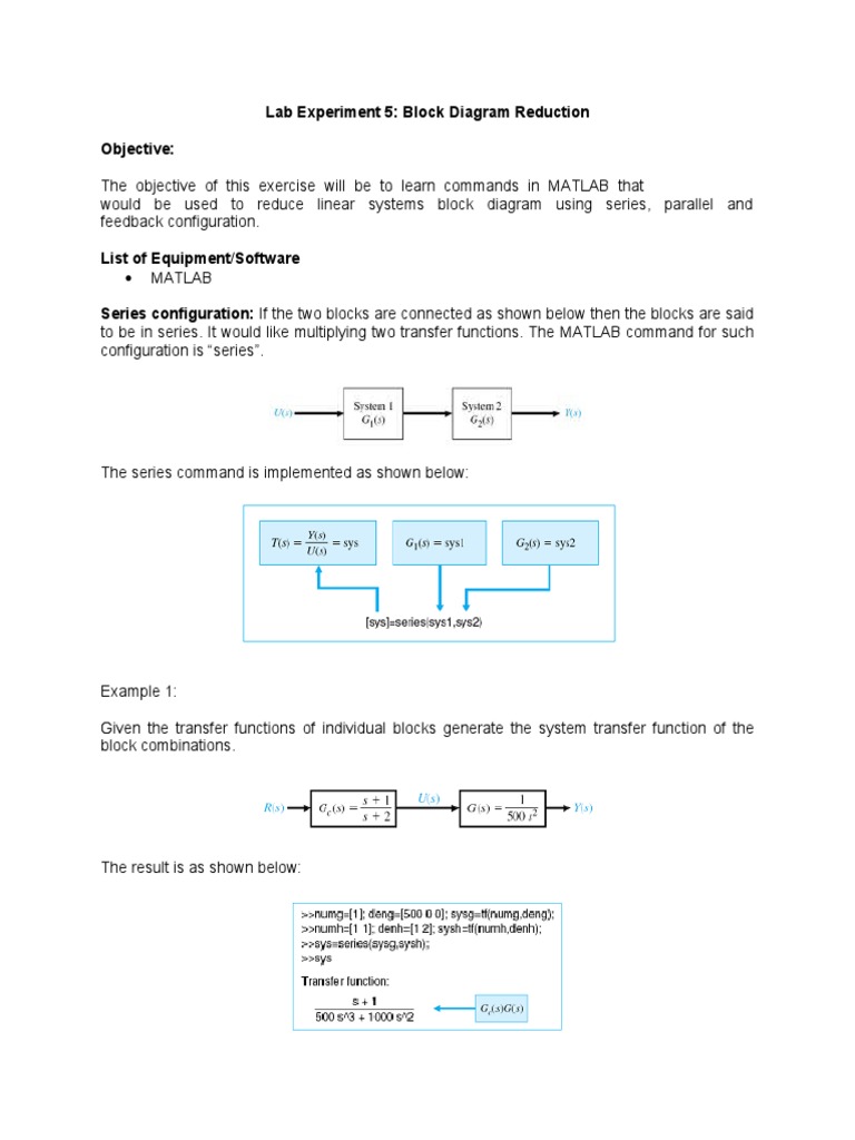 Lab Experiment 5: Block Diagram Reduction Objective | PDF | Control ...