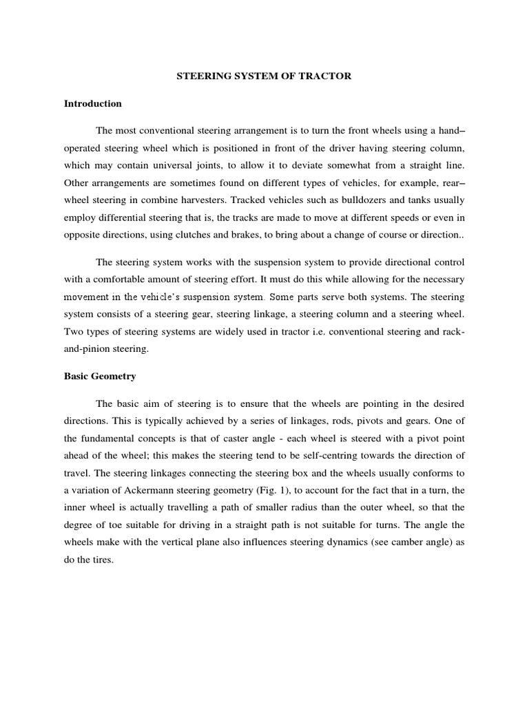 Steering System PDF Steering Motor Vehicle