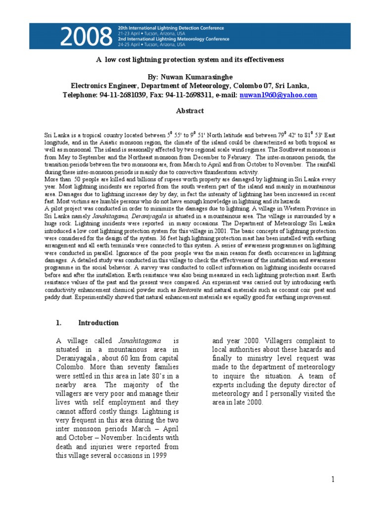 A Low Cost Lightning Protection System and Its Effectiveness | PDF ...