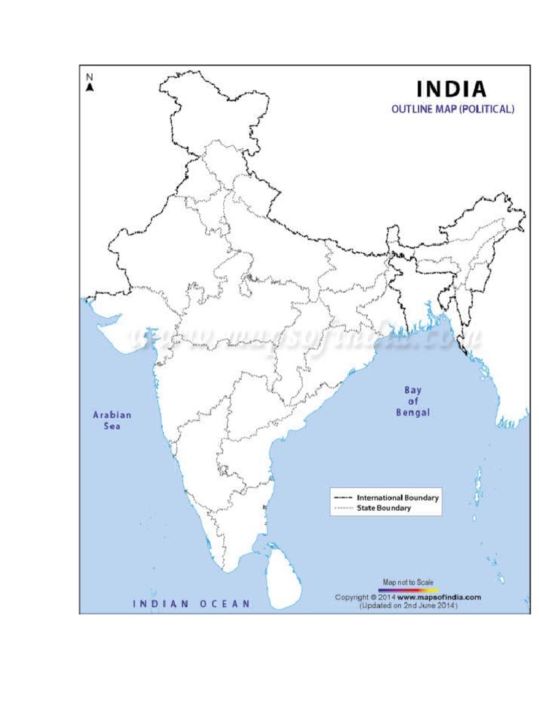 Political Map Of India Outline Pdf India Outline Map (Political) | Pdf