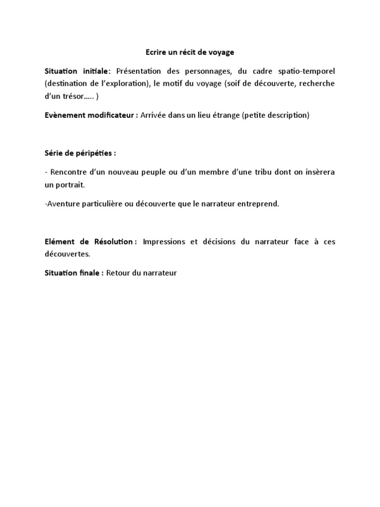 Ecrire Un Recit De Voyage Pdf