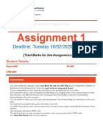 Assignment 1: Deadline: Tuesday 16/02/2020 at 23:59