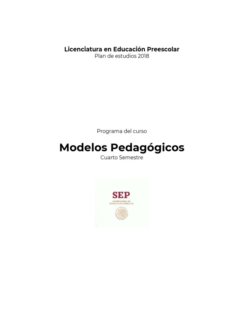 Modelos Pedagógicos en Preescolar 2018 | PDF | Plan de estudios ...