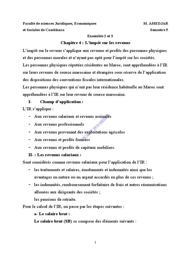 Impôt sur le revenu au Maroc | PDF | Salaires | Impôt sur le revenu